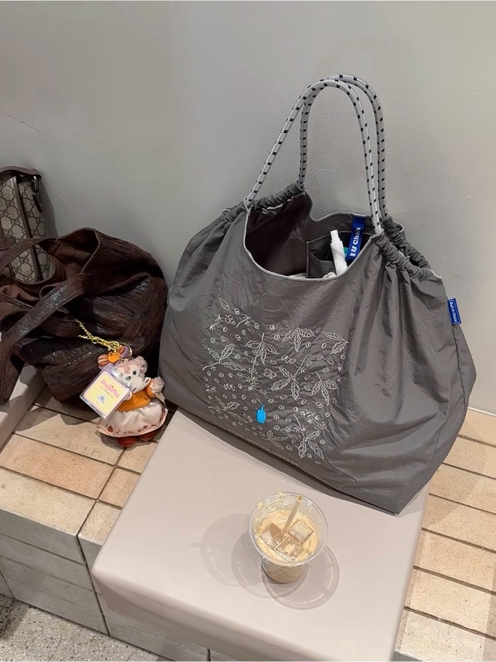 Blue Bottle & Ball chain Tote Bag
